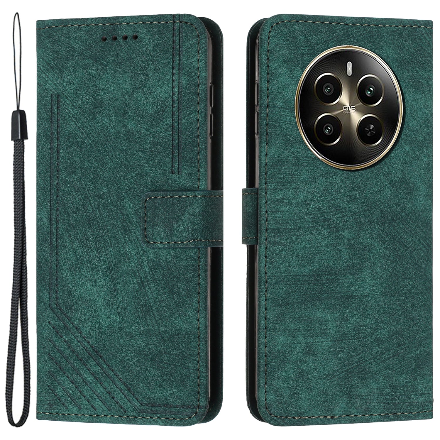For Realme 12 Pro 5G / 12 Pro+ 5G Wallet Case Lines Imprinted Card Holder Phone Cover For Realme 12 Pro 5G / 12 Pro+ 5G Wallet Case Lines Imprinted Card Holder Phone Cover